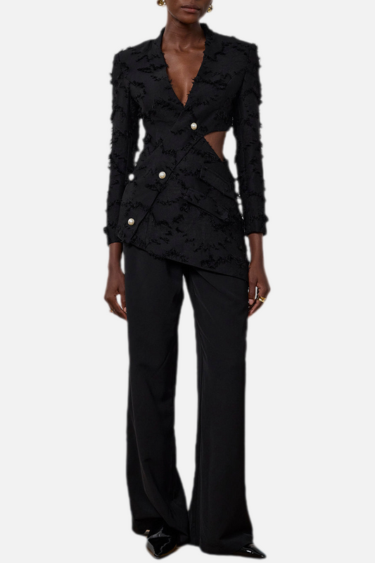 Jovie Fringe Cutout Asymmetric Blazer