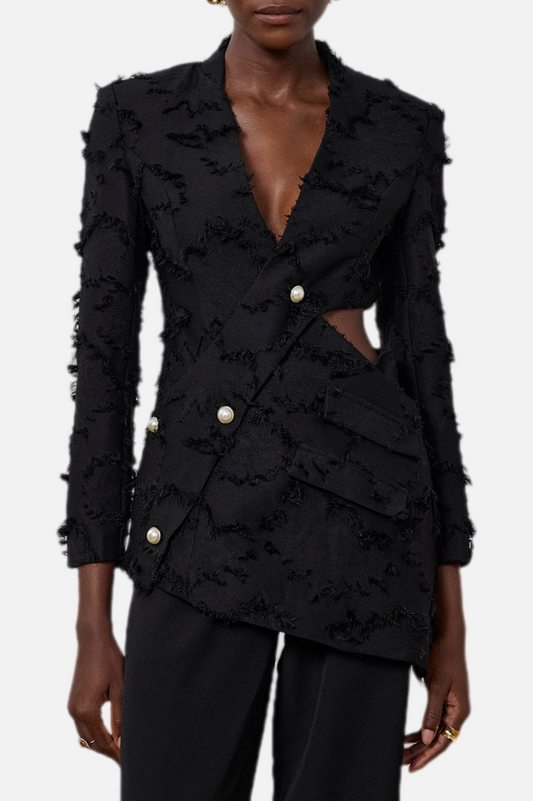 Jovie Fringe Cutout Asymmetric Blazer