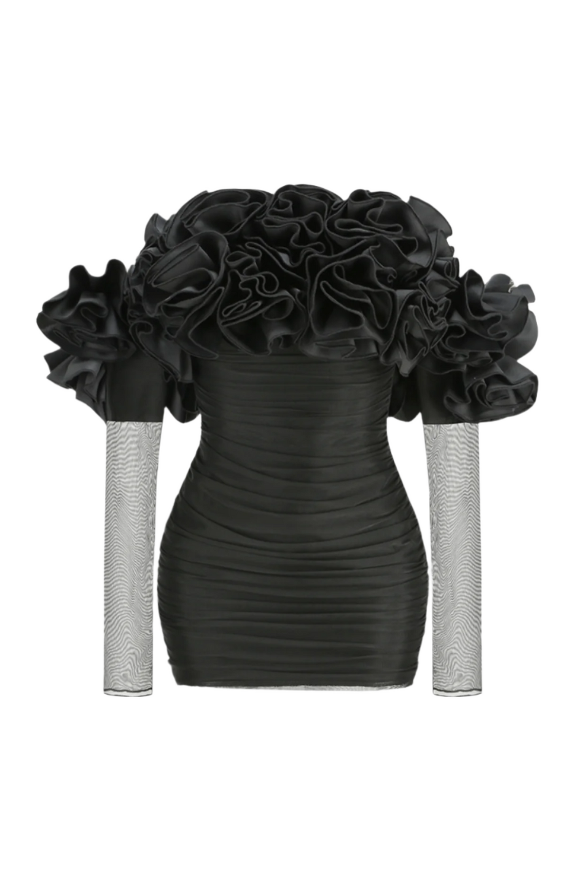 Joyanne Off Shoulder Flower Mesh Mini Dress