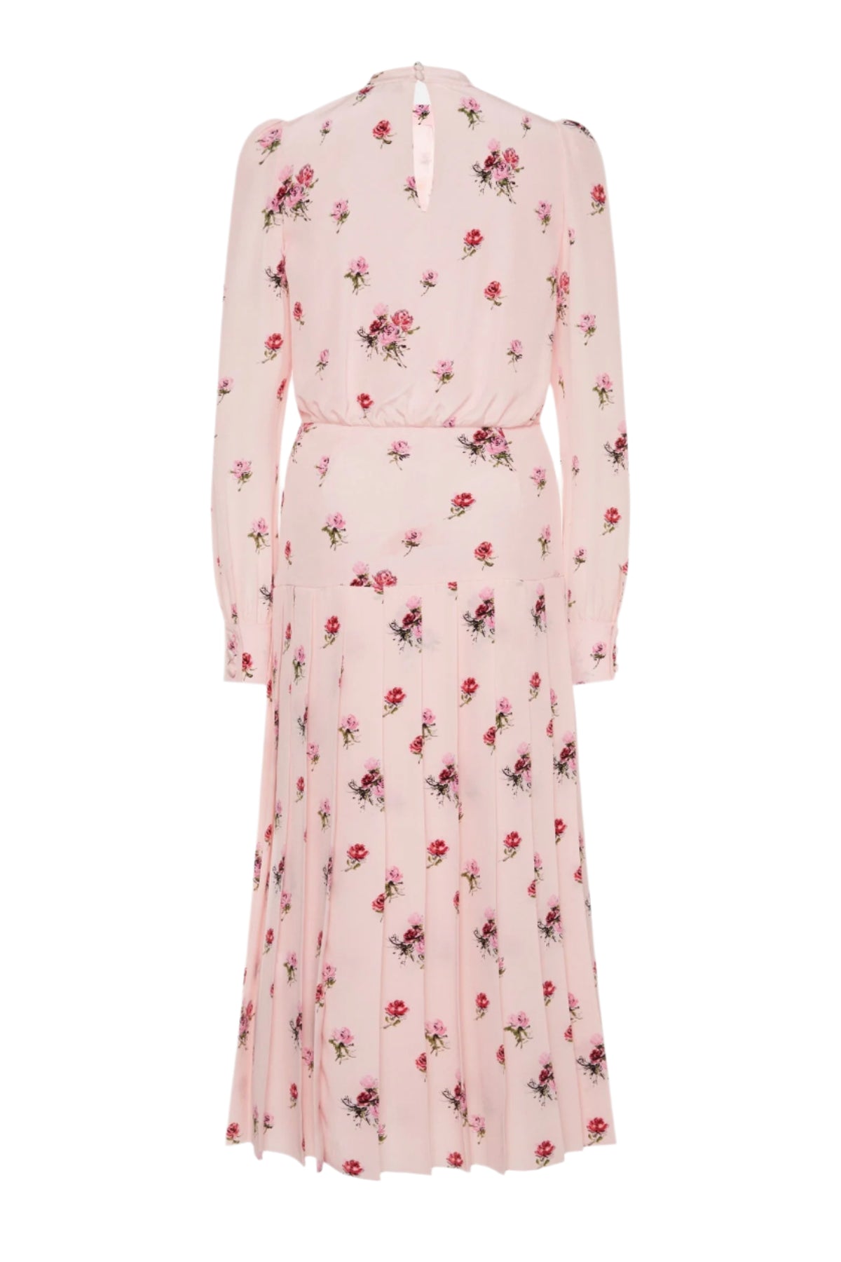 Jutalak Rose Print Pleated Midi Dress