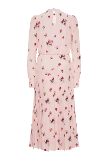 Jutalak Rose Print Pleated Midi Dress