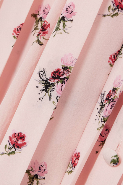 Jutalak Rose Print Pleated Midi Dress