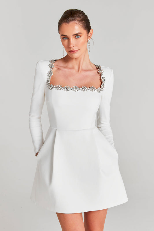 Kimi White Crystal Mini Dress