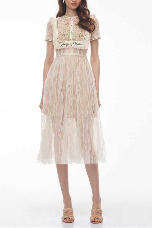 wendy White Floral Embroidered Maxi Dress