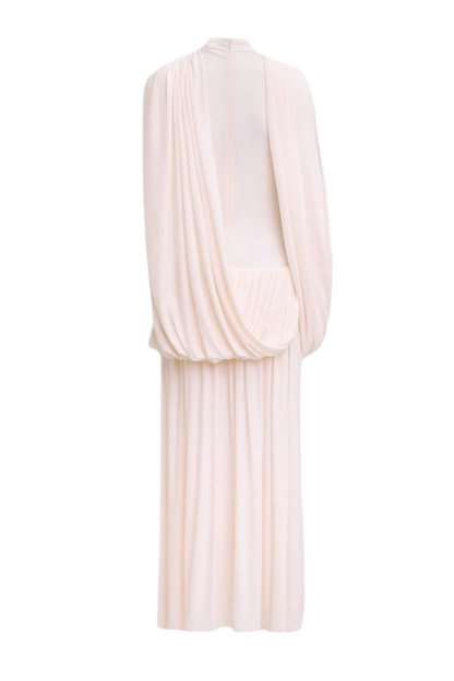 Asymmetric Cape Draped Midi Dress
