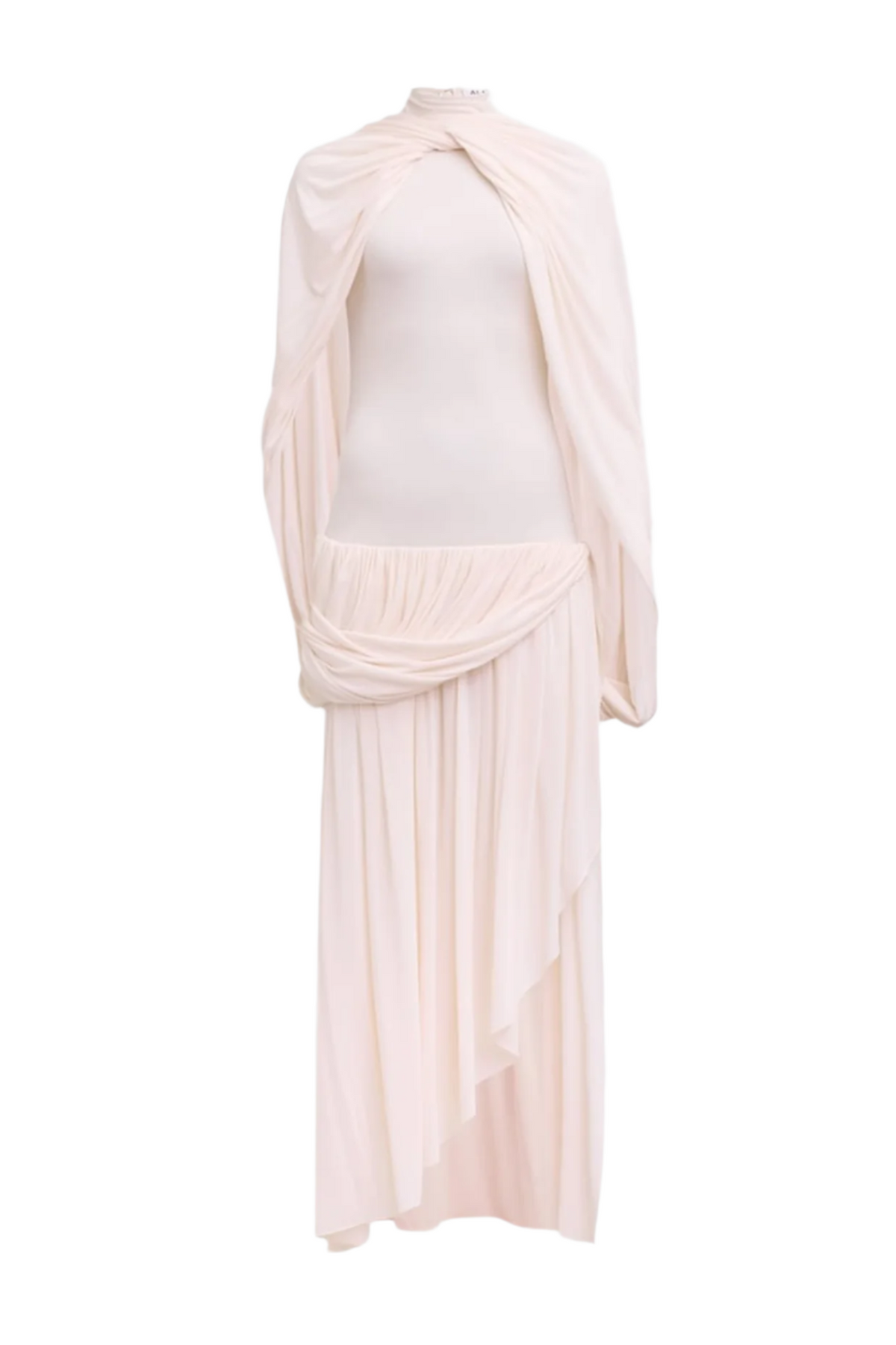 Asymmetric Cape Draped Midi Dress