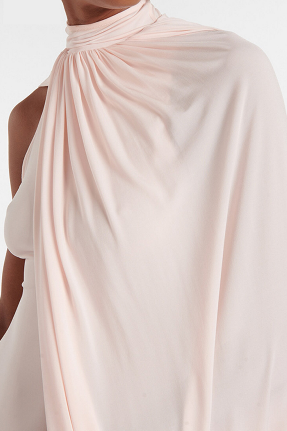 Asymmetric Cape Draped Midi Dress