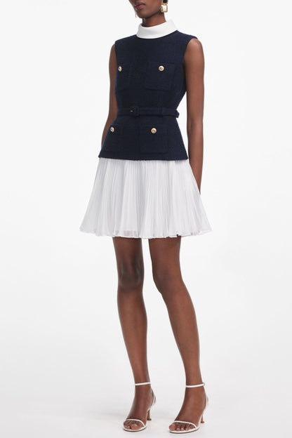 Sleeveless Belted Chiffon Mini Dress