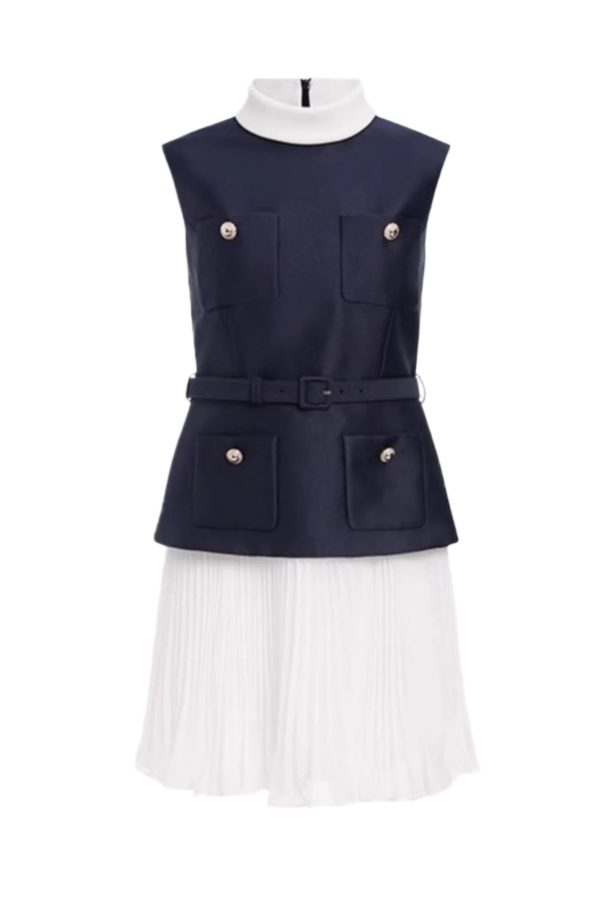 Sleeveless Belted Chiffon Mini Dress