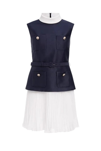 Sleeveless Belted Chiffon Mini Dress