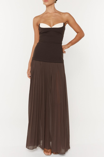 margueriteStrapless Pleated Maxi Dress