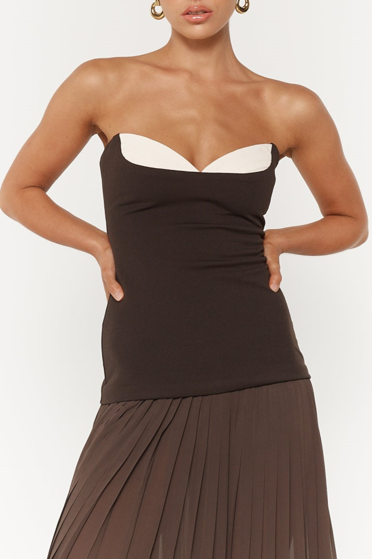 margueriteStrapless Pleated Maxi Dress