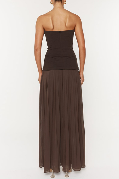 margueriteStrapless Pleated Maxi Dress