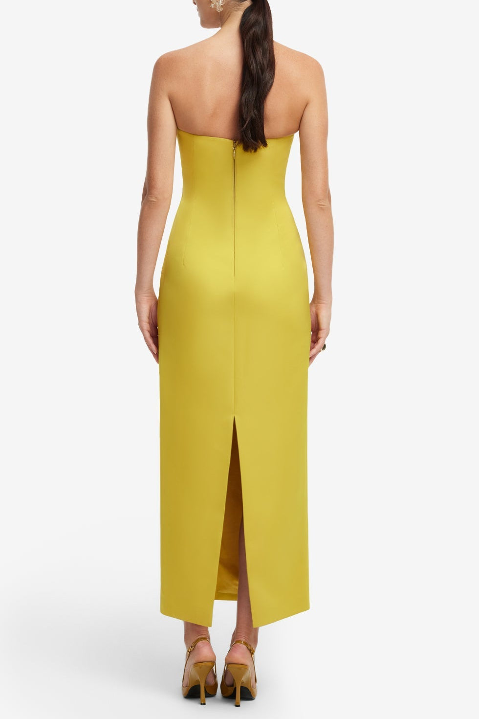 heloise Appliqué Floral Bustier Maxi Dress in yellow