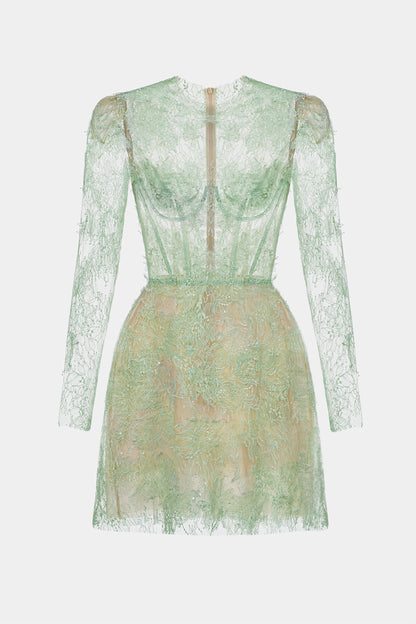 FLARE CUT-OUT LACE MINI DRESS