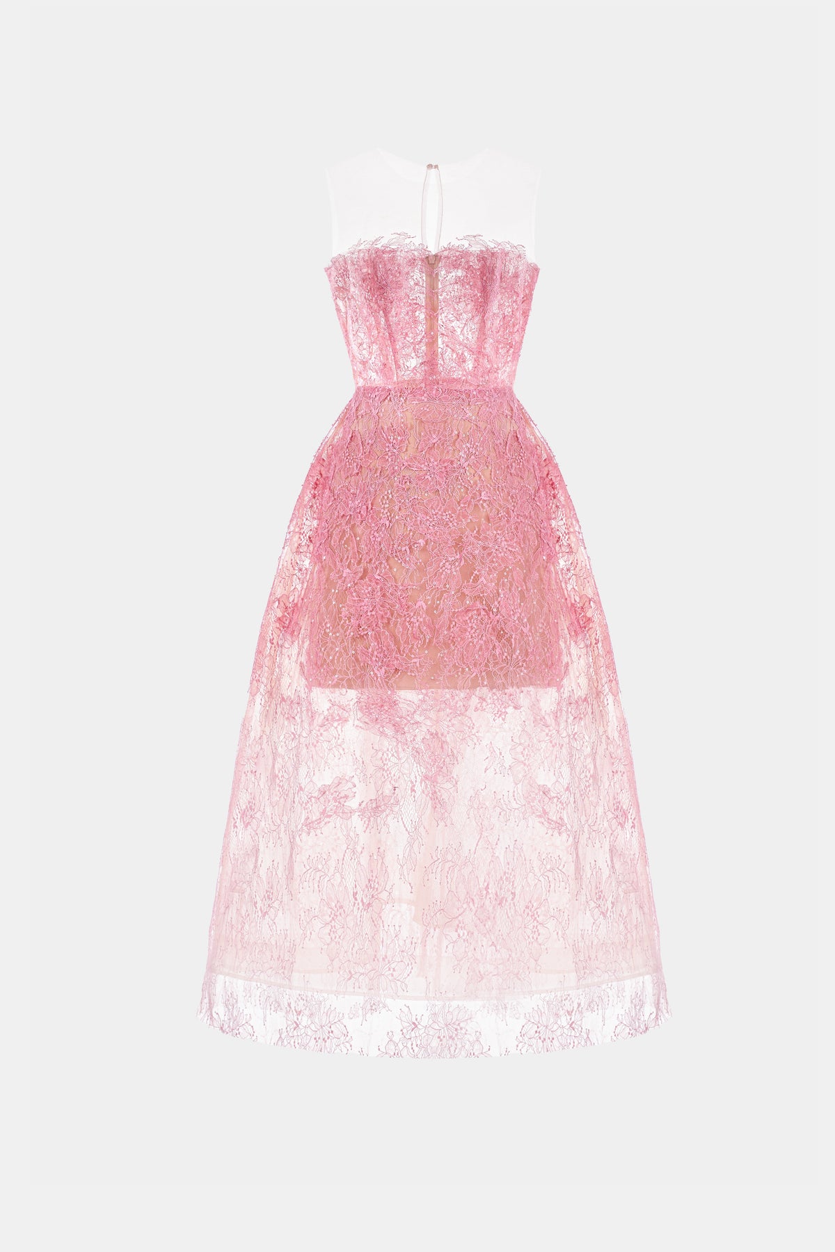 PINK BEADED LACE DRESS