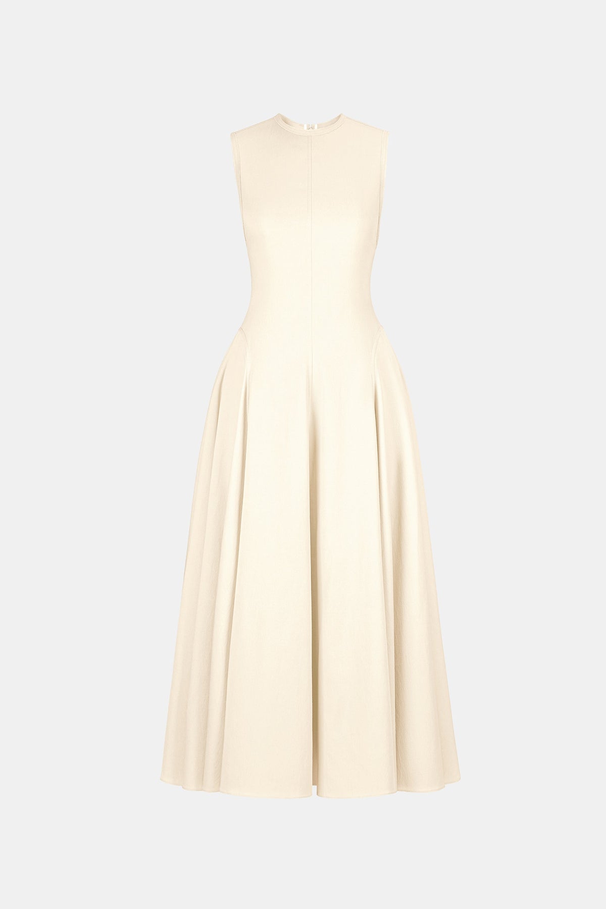 IVORY RAW EDGE MIDI DRESS