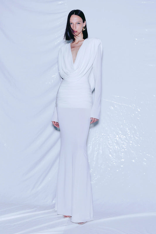 Linus V-neck Draped Backless Maxi Dress