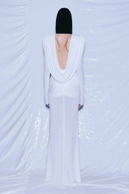 Linus V-neck Draped Backless Maxi Dress