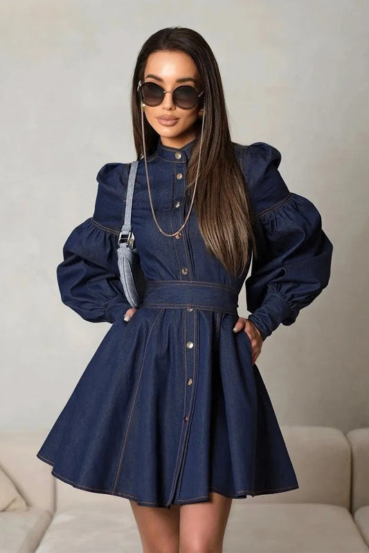 Lena Puff Sleeve Denim Mini Dress