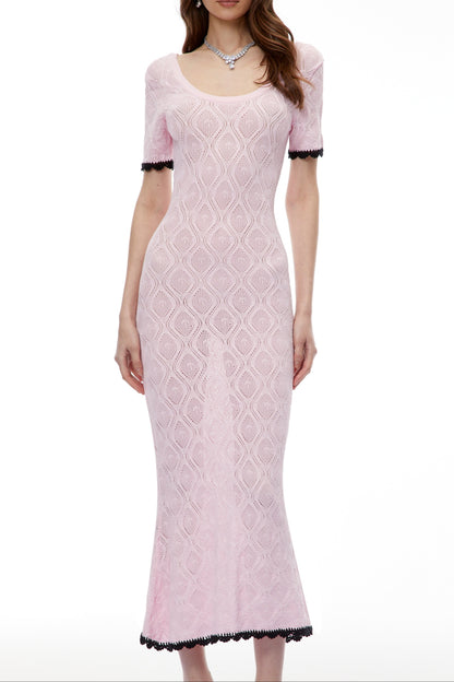 molly Pink Textured Knit Midi Dress