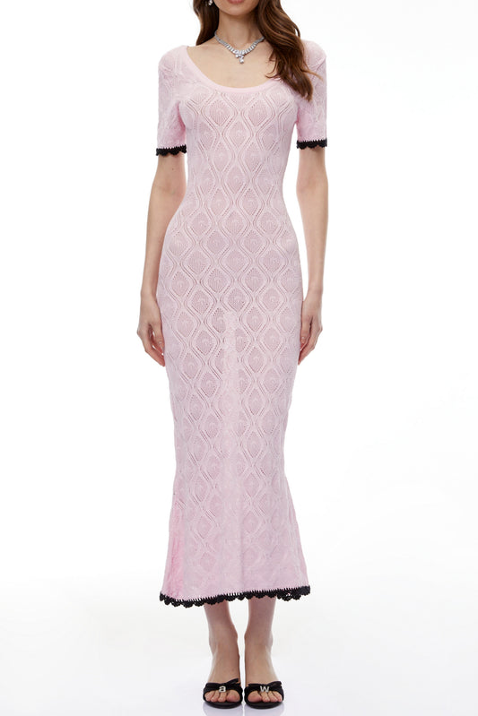 molly Pink Textured Knit Midi Dress