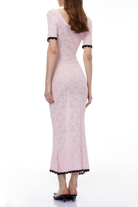 molly Pink Textured Knit Midi Dress