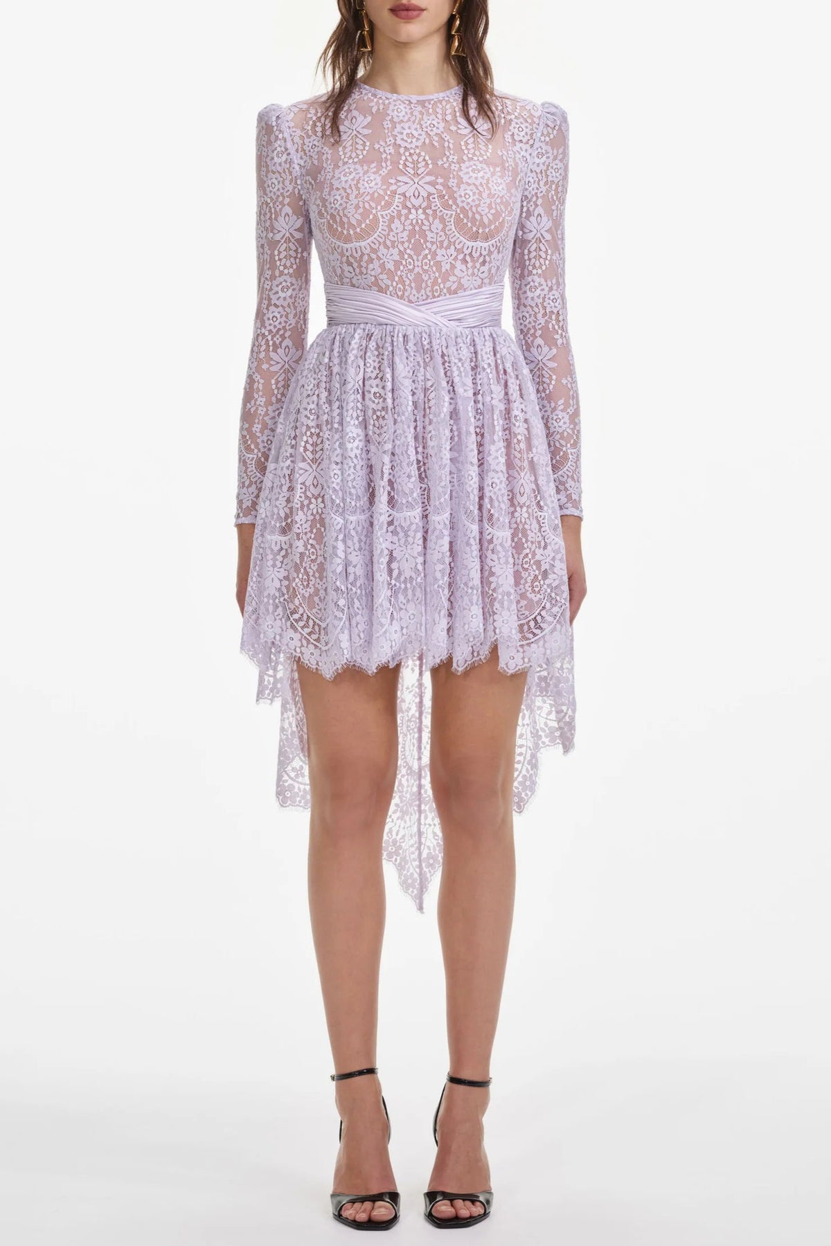 Lilac Lace Satin Mini Dress