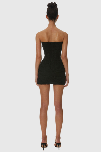 Liserre Sequin Strapless Corset Ruched Mini Dress
