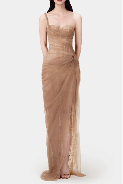 MARA BROWN LACE CORSET DRESS