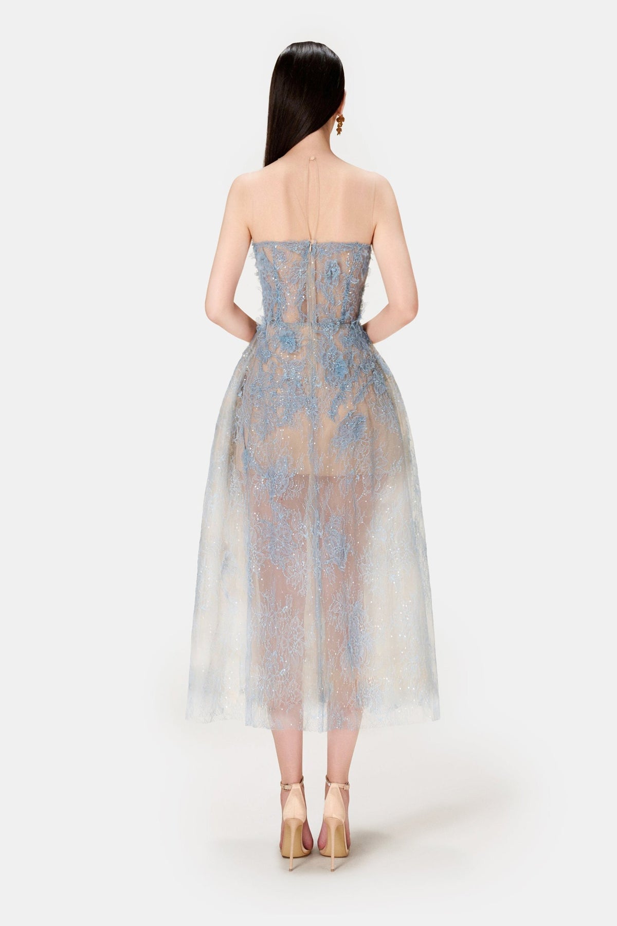 BLUE BEADED LACE DRESS