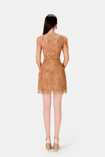 HONEY BEADED LACE MINI DRESS