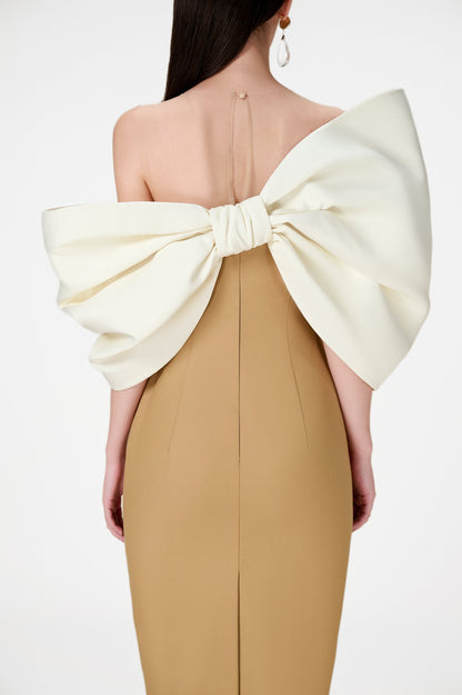 CAMEL BIG BOW DRESS