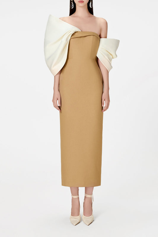 CAMEL BIG BOW DRESS