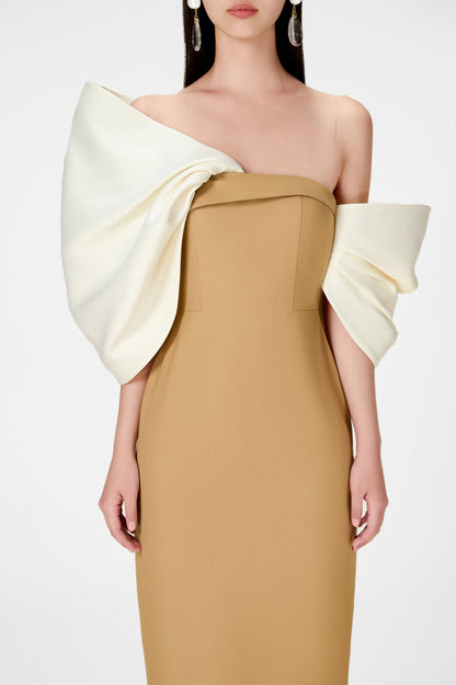 CAMEL BIG BOW DRESS