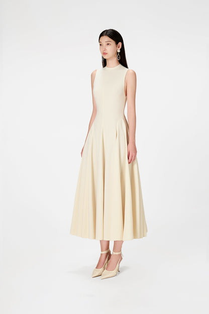IVORY RAW EDGE MIDI DRESS