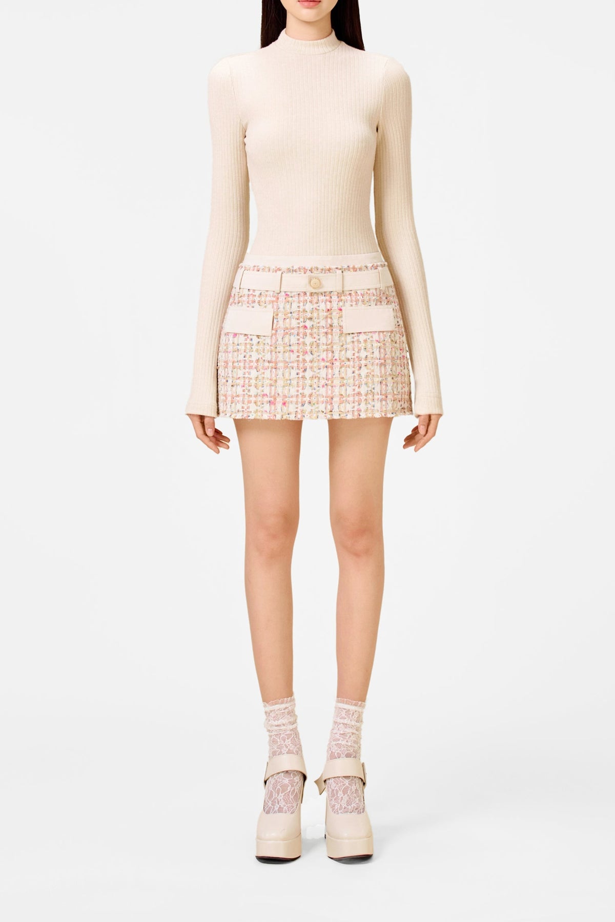 Pink Tweed Mini Skirt