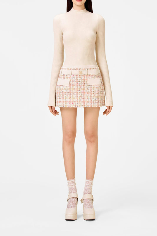 Pink Tweed Mini Skirt