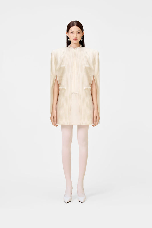 White Beaded Knit Cape