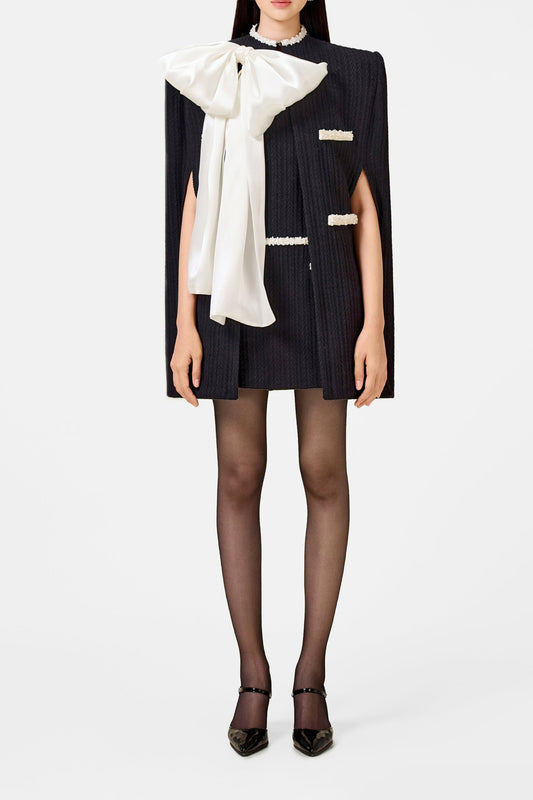 Black Beaded Knit Cape