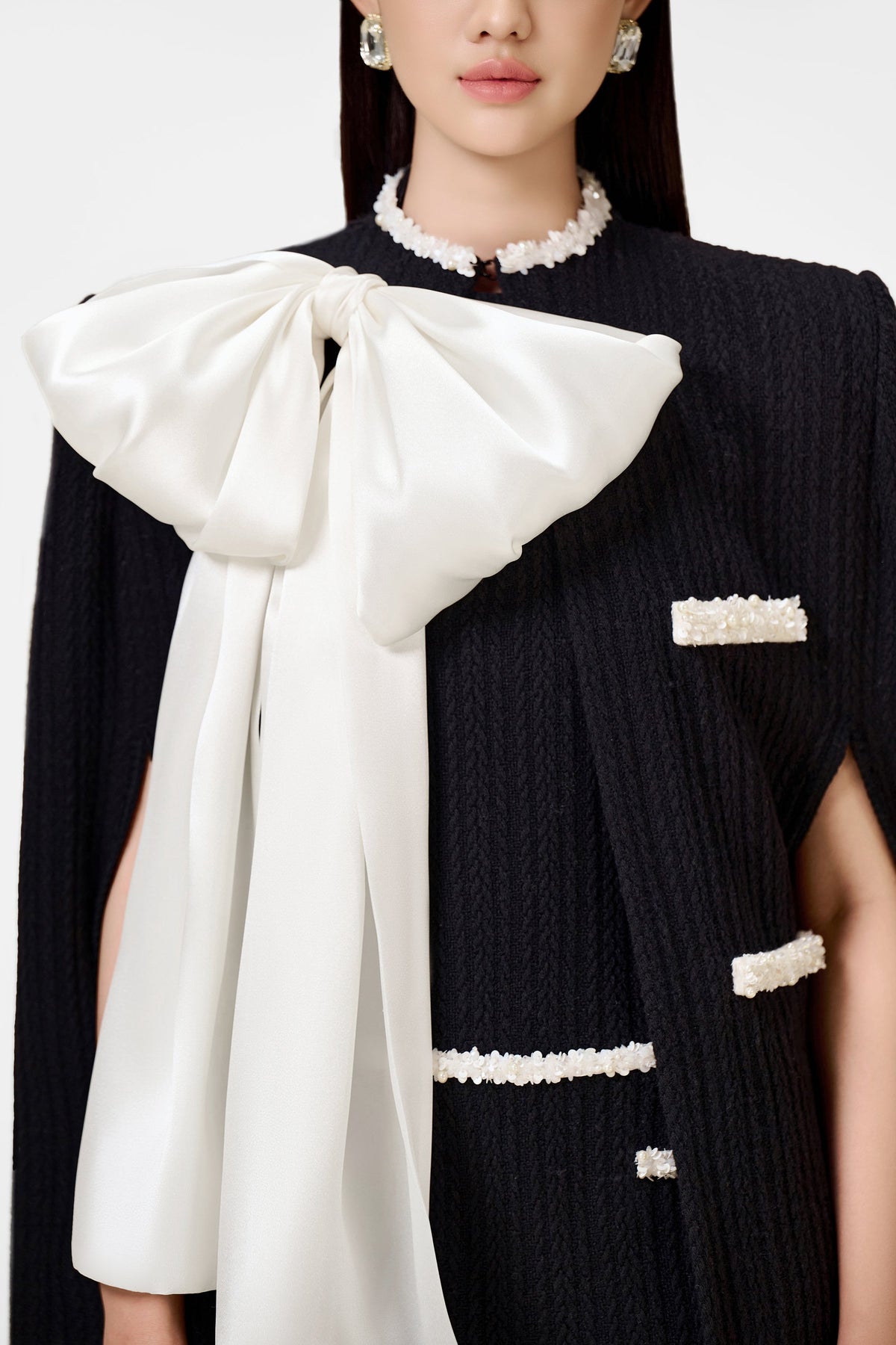 Black Beaded Knit Cape