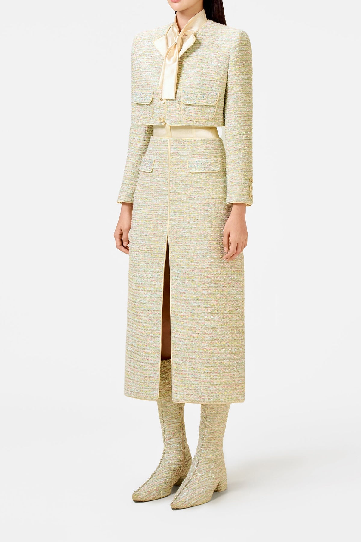 Mint Tweed Jacket Set Dress