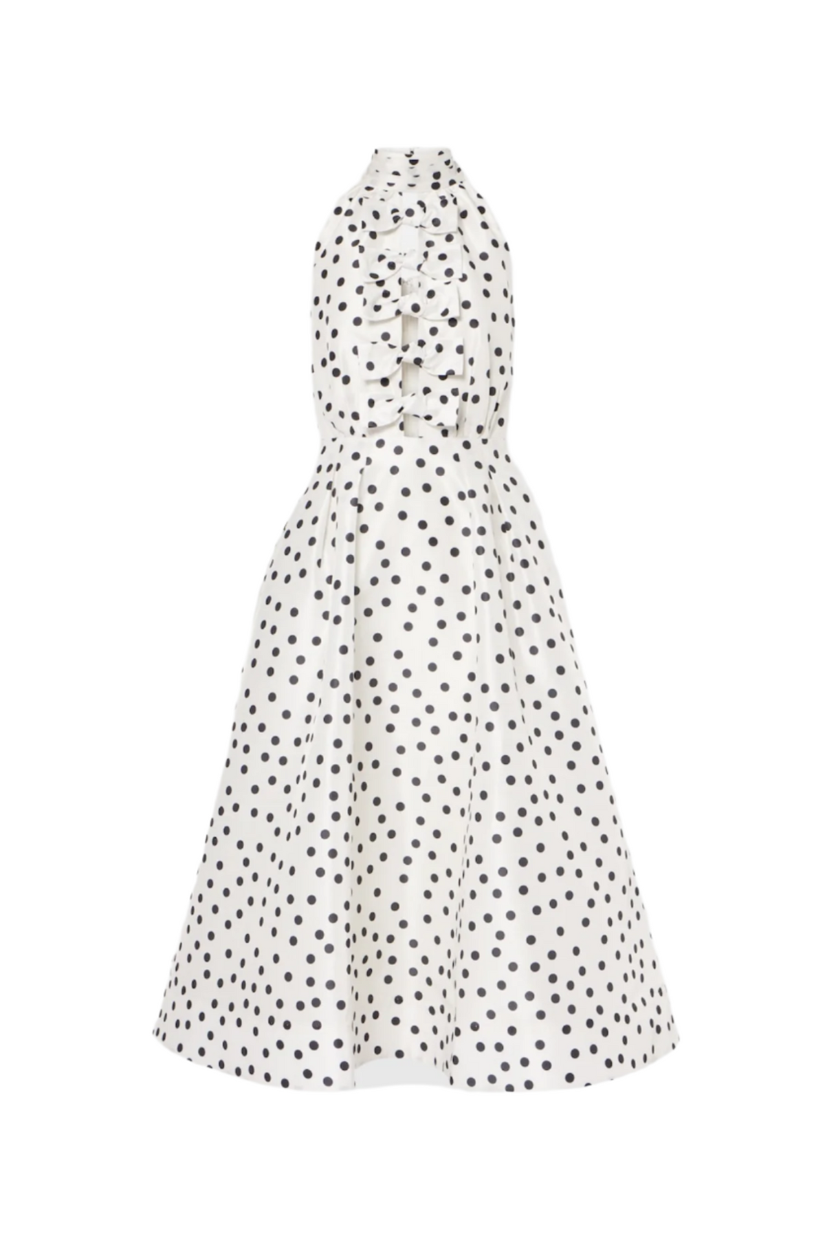 Londa Halter Polka Dot Bow Cutout Midi Dress