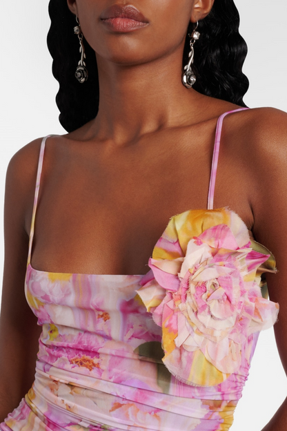Floral Appliqué Print Maxi Dress