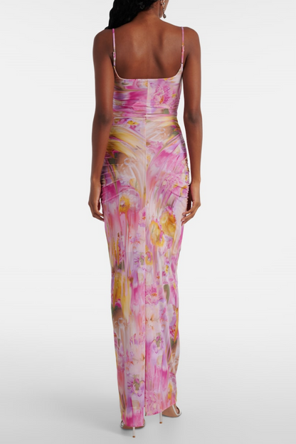 Floral Appliqué Print Maxi Dress