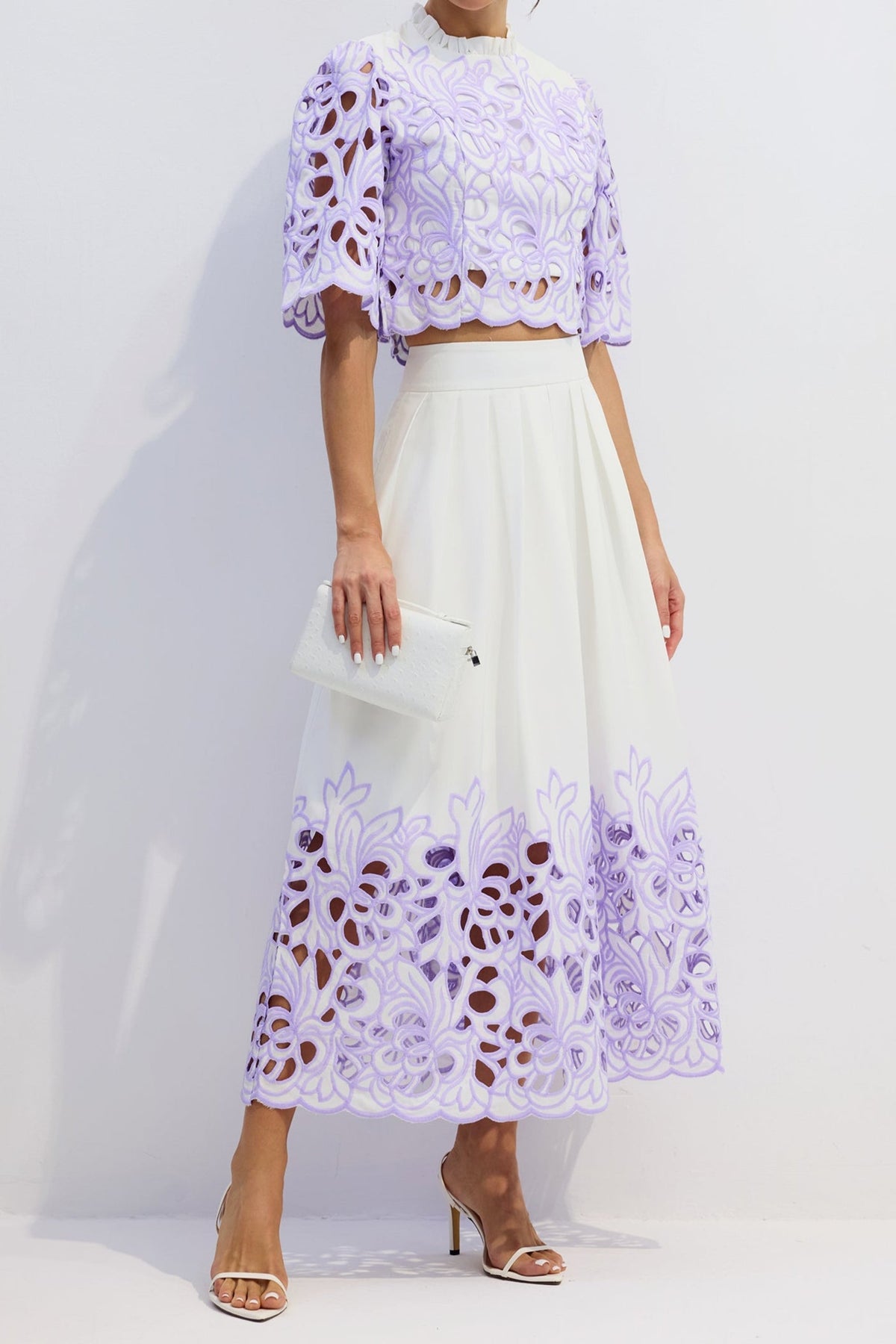diana Floral Embroidered Two-Piece Set in purple