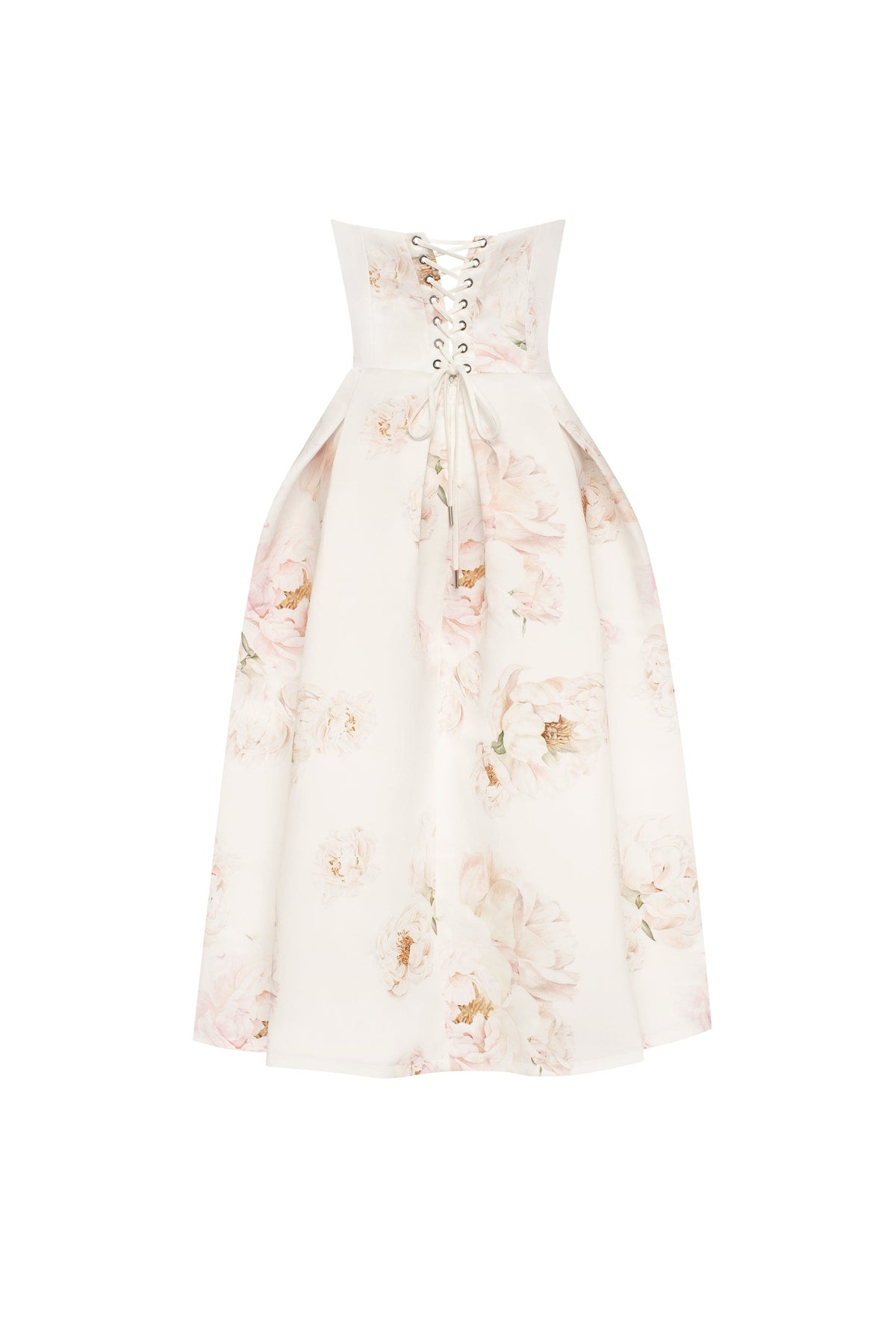 Pink peony corset midi dress, Garden of Eden