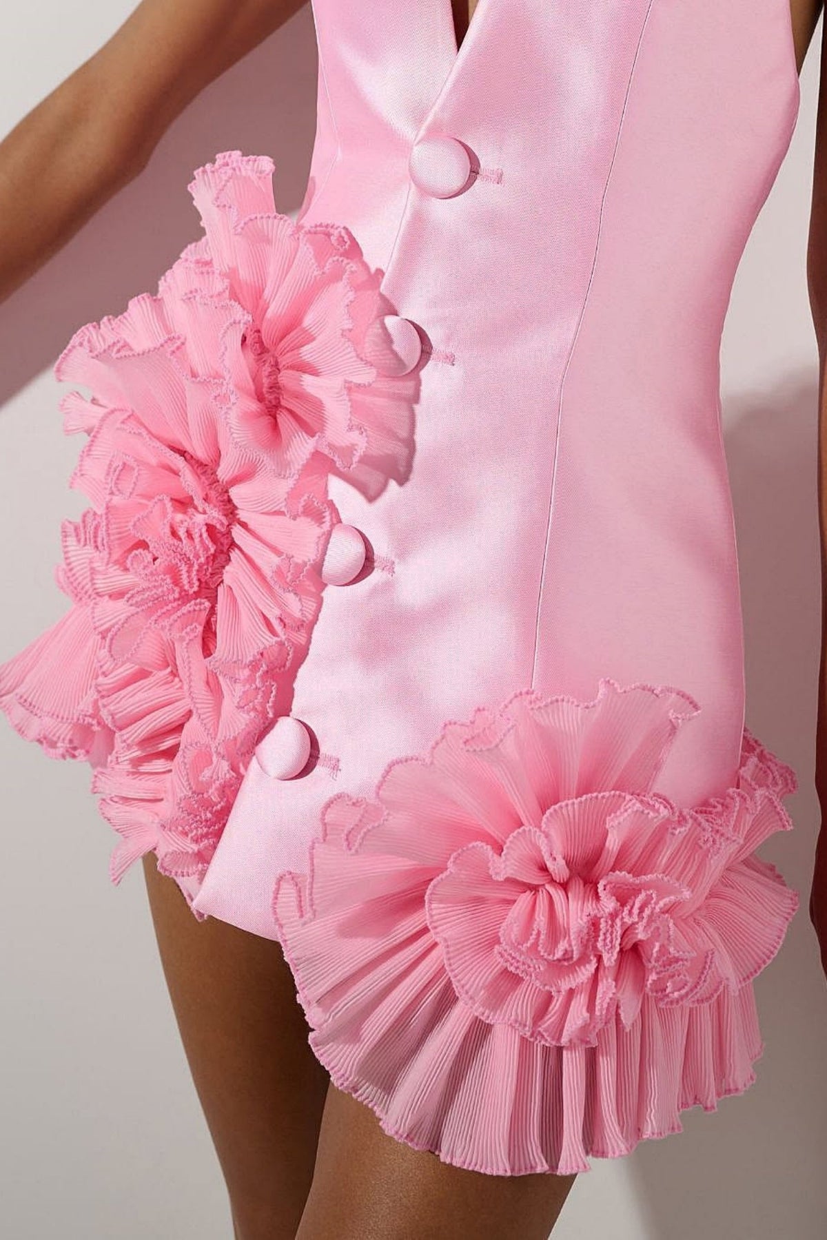 Satin Floral Halter Mini Dress