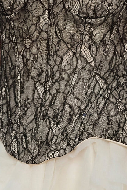 Strapless Black Lace Corset Ruffle Tulle Mini Dress