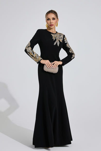 rebecca Black rhinestone embellished long sleeve Maxi Dress